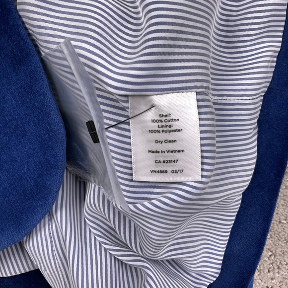 Talbots Blazer Women 14P Cobalt Blue Velvet Aberdeen Holiday Preppy Jacket NWT - Picture 6 of 11